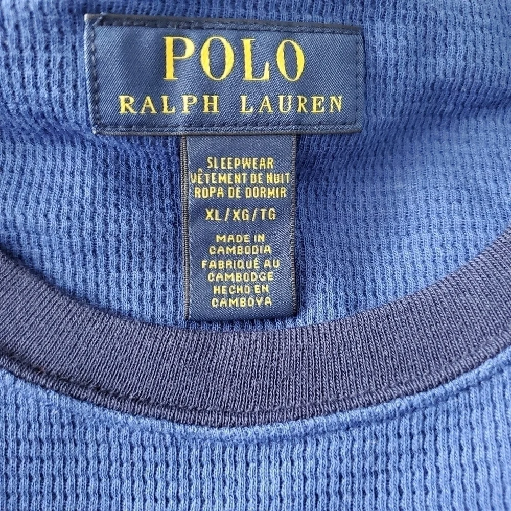 NEW Polo Ralph Lauren Logo Crest Blue Pajama Shirt